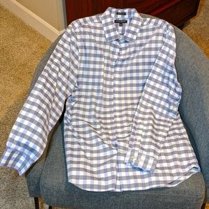 Banana Republic L Grant (slim) fit purple/gray/white checker dress shirt